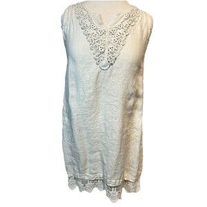 Carla Conti Made in Italy‎ Oatmeal Linen Sleeveless Dress Size XS Women’s